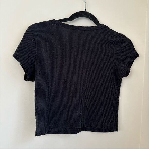 Pacsun Essentials black goth crop top with silver embellishments - Picture 4 of 5